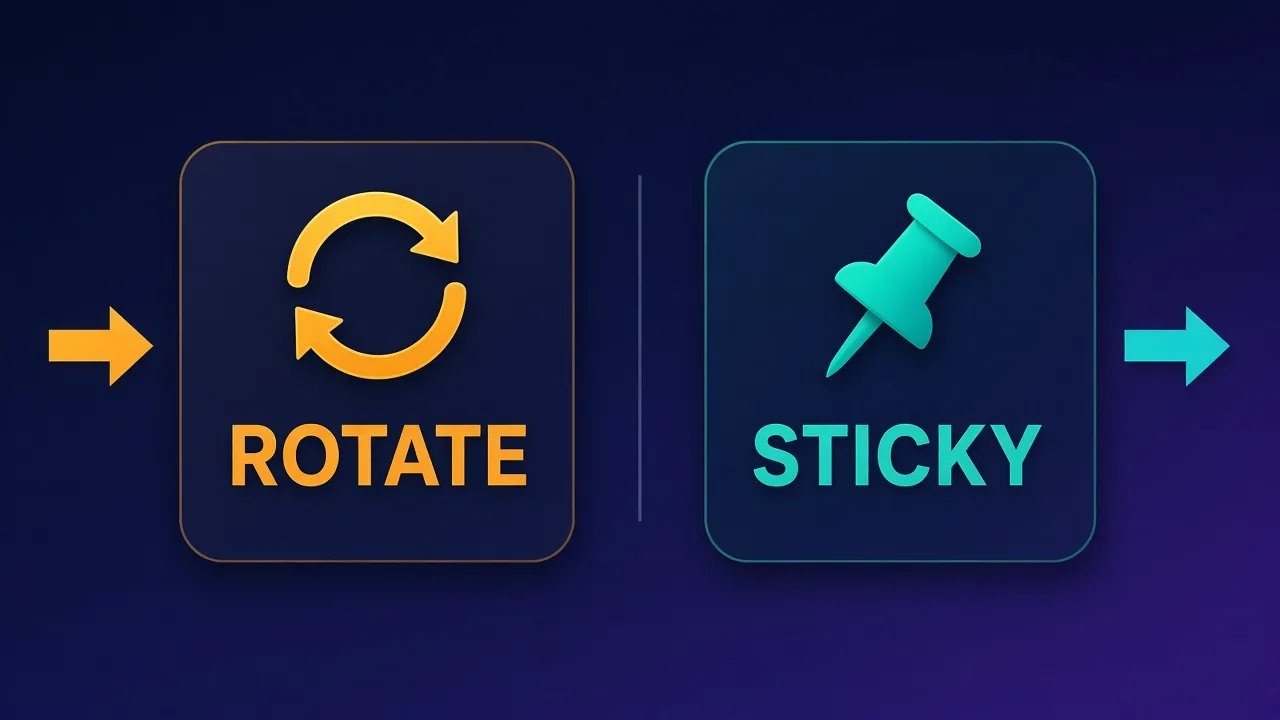 Split comparison of rotating versus sticky sessions with labels Rotate and Sticky