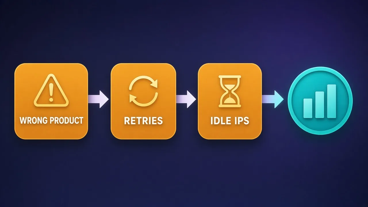 Decision flowchart Wrong product Retries Idle IPs leading to Higher Oxylabs bill